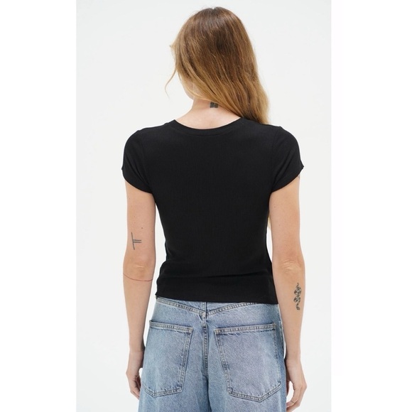 LNA Juliana Stretch Jersey Top in Black - Picture 2 of 6